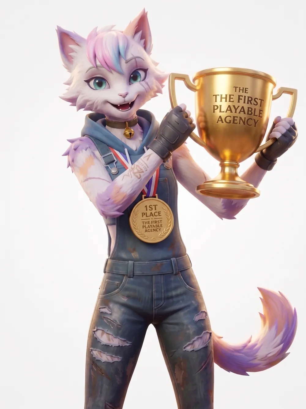 Num Num holding a trophy